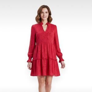 Rungolee 100% Silk Daphne Mini Dress Tiered Ruffle Pink Floral | Size S